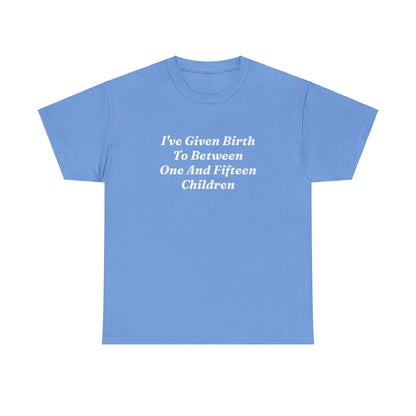 "I've Given Birth To Between One And Fifteen Children" Shirt